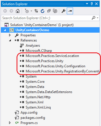 Install Unity Container in Visual Studio