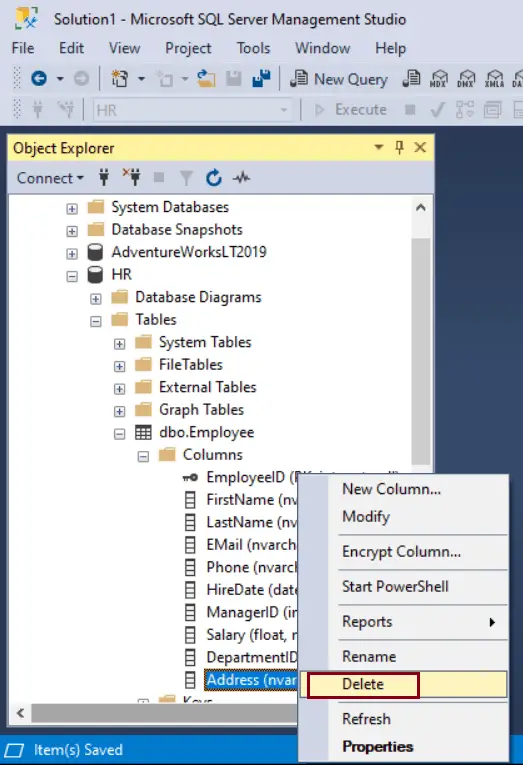 Grave bundle latitude SQL Server: Delete Columns of a Table
