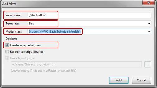 binding model data to partial view