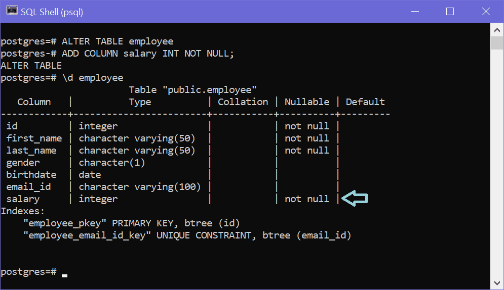 postgresql alter add multiple columns