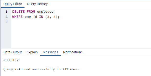 PostgreSQL Delete Data in a Table