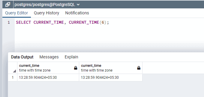 postgresql time data type example