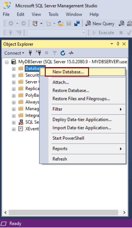Create Database in SQL Server