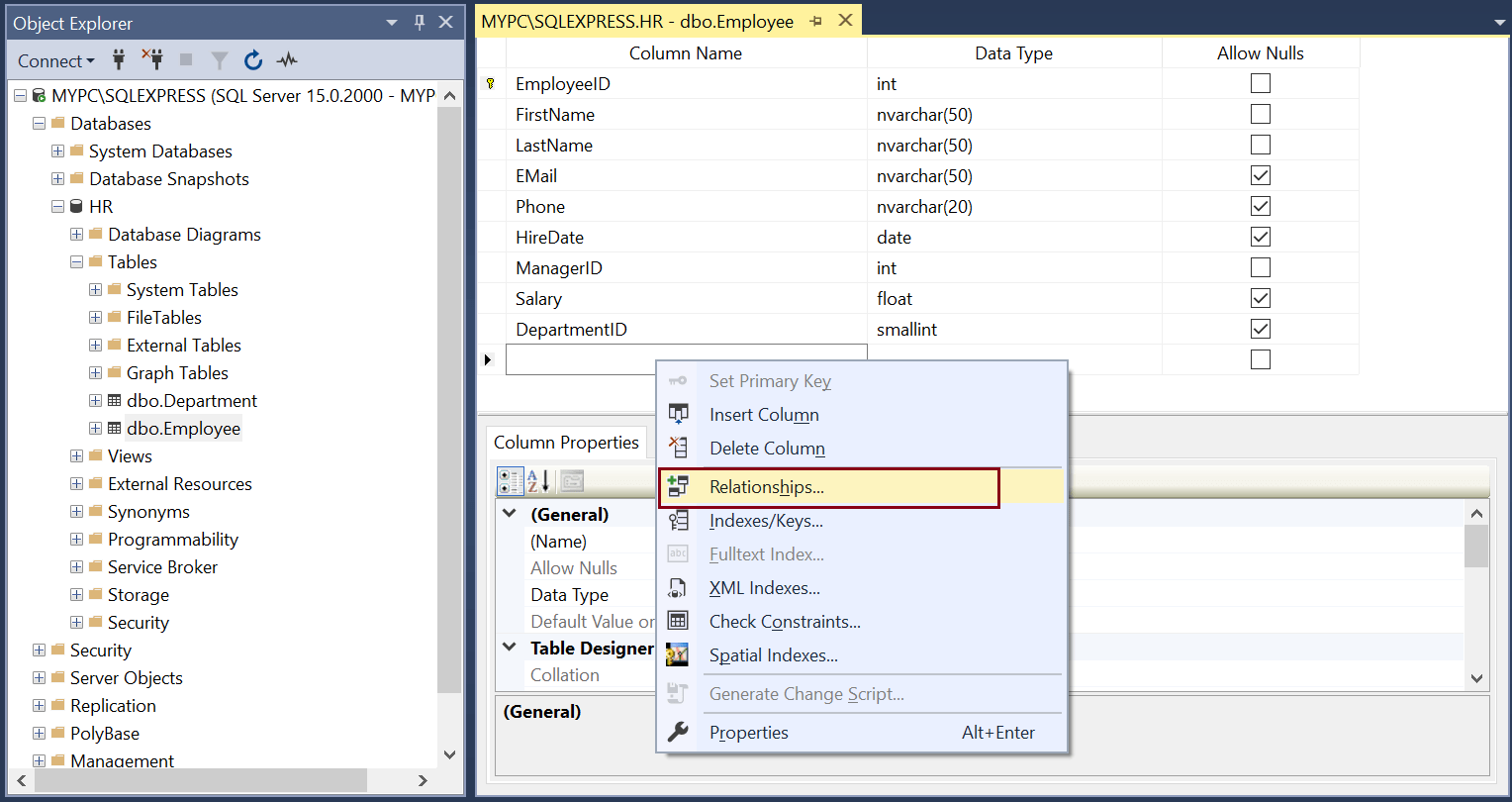 Foreign Keys in SQL Server