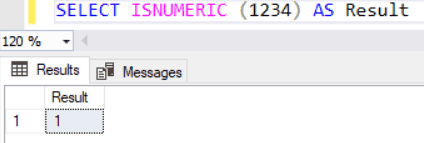 SQL Server ISNUMERIC() Function